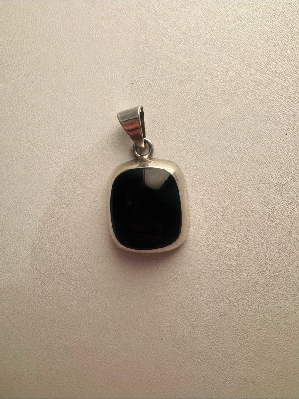 Sterling silver black onyx Pendant Taxco stamp small ding in side of pendant